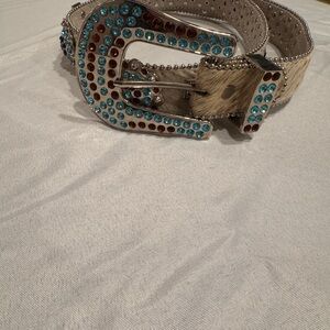 Women's Turquoise Crystal Studded Belt - Unbranded